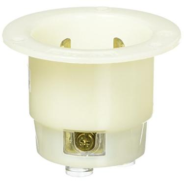 Imagem de Leviton 2695 30 Amp, 600 Volts 3 fases, NEMA L13-30P, 3P, 3W, Receptáculo de bloqueio de entrada flangeada, nível industrial, sem aterramento, branco