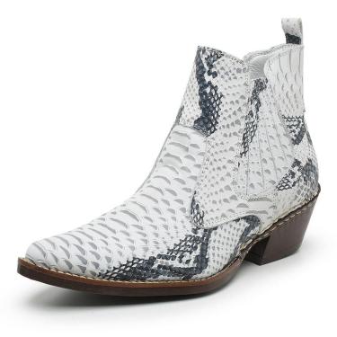 Imagem de Botina Masculina Bico Fino Anaconda Country JNA SHOES Branca e Preta