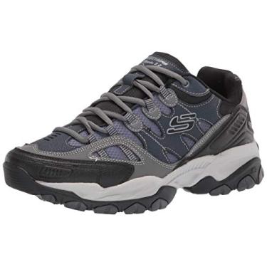 Imagem de Skechers Tênis masculino Skechers Sparta 2.0 de couro e malha com cadarço, Azul-marinho/cinza, 39