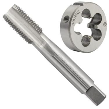 Imagem de Aceteel Conjunto de torneira e matriz UNF HSS de 3/4" - 16 UNF 3/4" x 16 UNF rosca de máquina e rosca redonda morrem mão direita