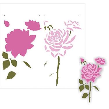 Imagem de Stencil de Acetato para Pintura OPA Simples 30,5 x 30,5 cm - 2205 Flor Rosas