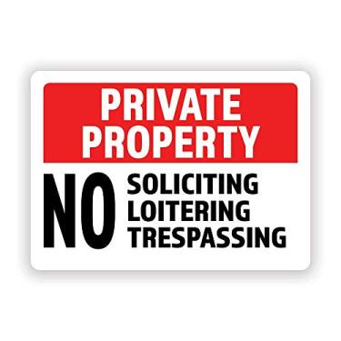 Imagem de Pacote com 2 adesivos decalque de vinil de propriedade privada No Soliciting No Loitering No Trespassing | 18 cm x 12 cm | Decalque de vinil de qualidade premium | Laminado com proteção UV | PD2739