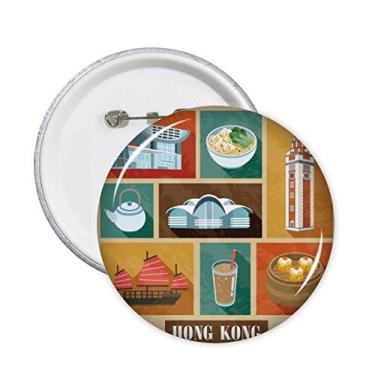 Imagem de Emblema local de comida e lugar de Hong Kong para decoração de 5 peças