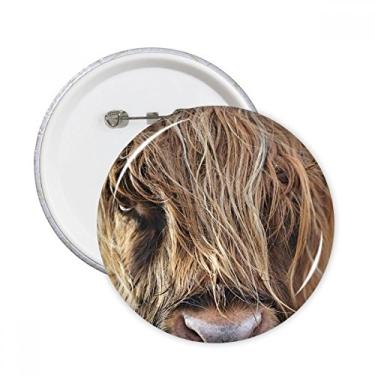 Imagem de Emblema de organismo terrestre animal selvagem búfalo redondo broche de broche de botão decoração acessório 5 peças