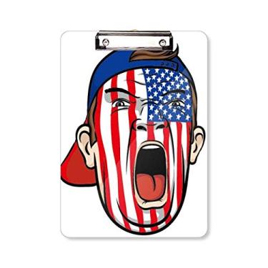 Imagem de Bandeira dos EUA pintura facial maquiagem tampa prancheta pasta bloco de escrita placa de suporte A4