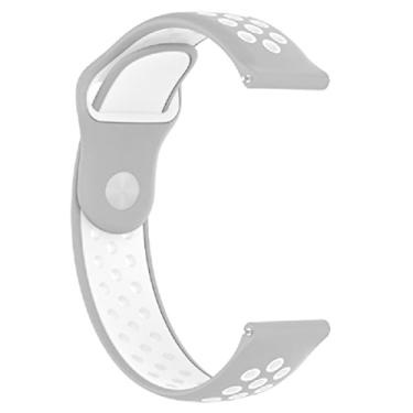 Imagem de 1 pulseira de silicone para relógio de pulso de 17 cm a 20,5 cm para Huawei (Watch GT/Watch 2 Pro), Cinza, branco, Pulseira