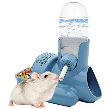 Imagem de VANNON Garrafa de água para hamster 3 em 1, sem gotejamento, garrafa de água para animais pequenos, dispensador automático de garrafa com base para recipiente de alimentos, cabana e base escondida,