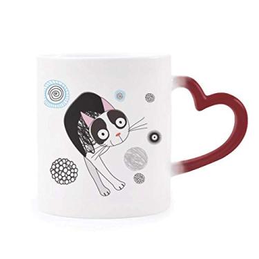 Imagem de Caneca de grés fofa e fina sensível ao calor com desenho de animal
