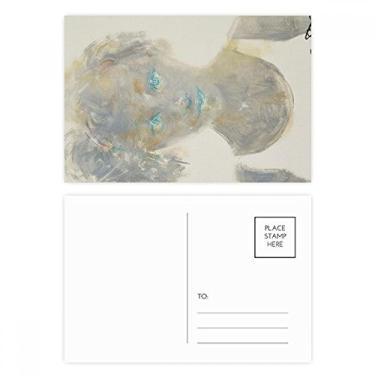 Imagem de Blue Eye Girl XJJ conjunto de cartão postal pintura a óleo cartão de felicitações para envio de aniversário