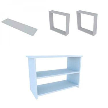 Imagem de Conjunto com 1 Banco, 1 Prateleira e 2 Nichos Pullen Bramov Móveis Cinza Cristal