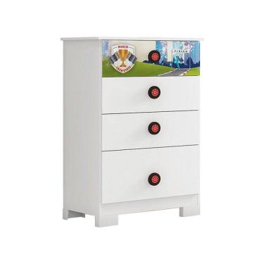 Imagem de Cômoda Infantil 3 Gavetas Super Power 100% MDF Cor Branco - Móveis Estrela Baby