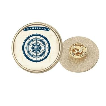 Imagem de Bússola Droits Militar Oceano Exército Redondo Metal Dourado Broche Clipe, Medium, não aplicar