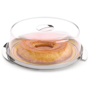 Imagem de Prato Para Pudim Bolo Torta Inox Boleira Redonda Tampa Forma