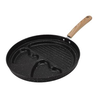 Imagem de QANYEGN Frigideira Dividida Para Bife De Ovo 3 Em 1, Panela De Ferro Fino E Panela De Plástico Fenólico, Evita Que Panelas Grudem Para Cozinhar Em Casa.