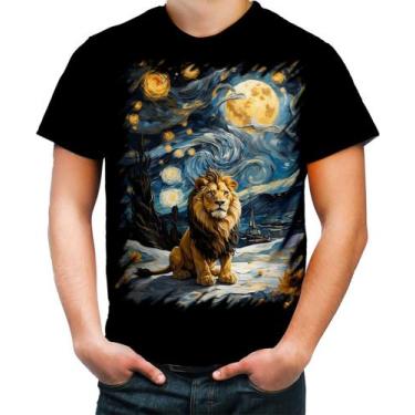 Imagem de Camiseta Colorida Leão Noite Estrelada Van Gogh 2 - Kasubeck Store