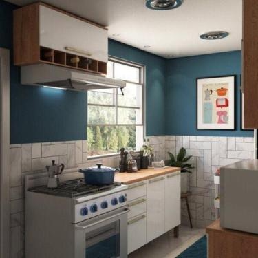 Imagem de Cozinha Modulada Compacta Com 2 Peças 4 Portas 2 Gavetas E Mini Adega