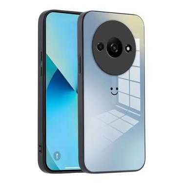 Imagem de XINYEXIN Capa de telefone de vidro gradiente para Xiaomi Redmi A3 - proteção fina, amortecedor de silicone macio, à prova de choque e resistente a arranhões - azul
