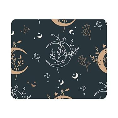 Imagem de Nicokee Boho Moon Branch Gaming Mousepad Star Leaf Beauty Mouse Pad para computador, mesa, laptop, escritório, 24 x 19 cm, borracha antiderrapante