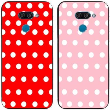 Imagem de 2 peças de capa de telefone traseira de silicone em gel TPU com bolinhas vermelhas e rosa para LG Series (LG K50 / Q60)