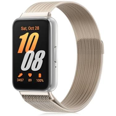Imagem de Oanux Pulseiras de malha de metal para Samsung Galaxy Fit 3, pulseira de aço inoxidável compatível com Samsung Galaxy Fit 3 para mulheres e homens