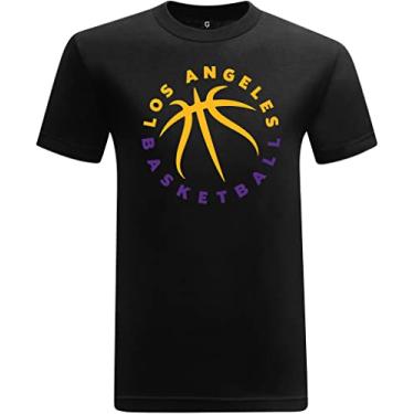 Imagem de Game Garment Camiseta masculina masculina de manga curta gola redonda para fãs de esportes do horizonte de basquete, Los Angeles, PP