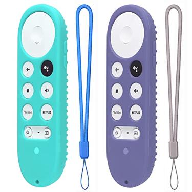 Imagem de Pacote com 2 capas de silicone para Chromecast com Google TV 2020 Voice Remote Capa protetora para controle remoto Chromecast 2020 (menta+lavanda)