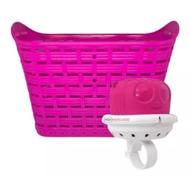 Imagem de Cesta Cestinha Rosa Bike Aro 16 + Buzina Infantil Fon-fon
