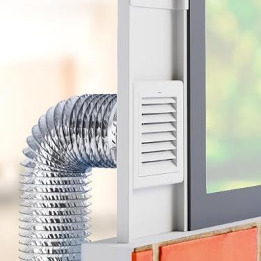 Imagem de GCGOODS Kit de janela de ventilação de secador para mangueira de secadora de 10 cm, placas de vedação de ventilação de secador ajustáveis com tampa de ventilação e dutos de alumínio, painéis de