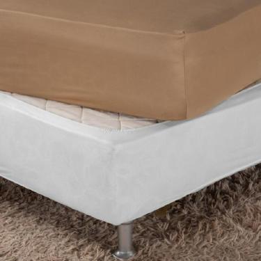 Imagem de Saia Box Fit Cama de Casal Capa Elástica Malha Gel Lisa 1 Peça Branca 