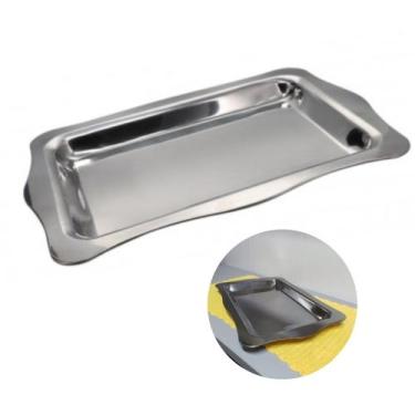 Imagem de Bandeja Inox Grande Retangular Decorativa Multiuso 47x31 Cm - Losansho