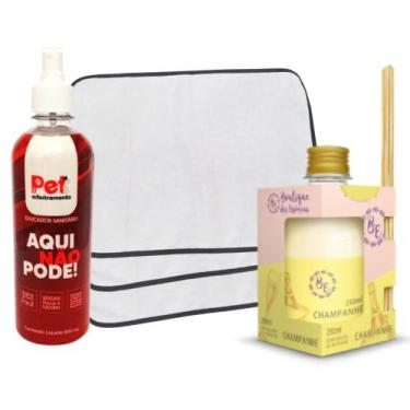 Imagem de Kit 9 Tapetes Higiênicos Pet + Educador Aqui Não Pode 500ml + Difusor 