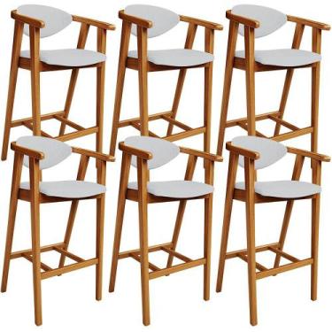 Imagem de Kit 06 Banquetas Alta Para Cozinha Bancada Bar Sala de Jantar Fixa Cec