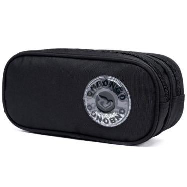 Imagem de Estojo Onbongo Escolar Resistente Grande Com Divisórias, U, PRETO