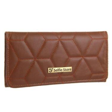 Imagem de Carteira Feminina Textura de Mão Fashion Moderna - Fierre, Marrom