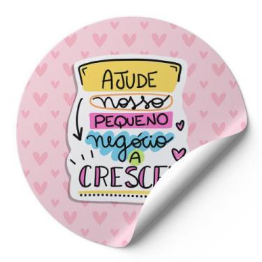 Imagem de 120 Etiquetas Auto Colante Adesivos Redondos Ajude Nosso Pequeno Negóc