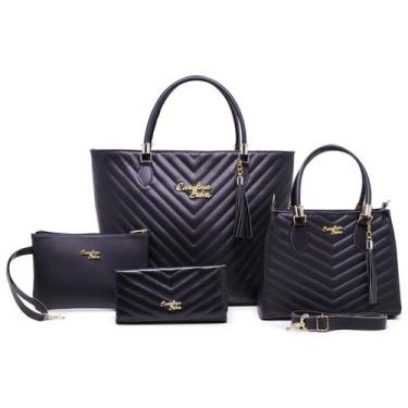 Imagem de Kit De Bolsas Lorena 4 Pecas  Bolsa Sacola  Carteira e Tira Colo Pacot