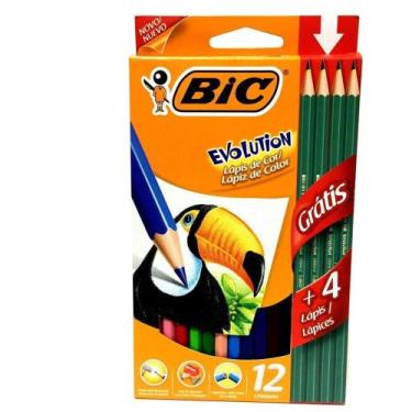 Imagem de Lapis de cor 12 cores bic evolution acompanha 4 lapis preto