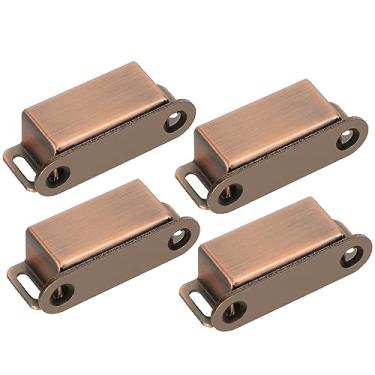 Imagem de Alise Trava magnética de armário, trava de porta com magnético forte para armário, portas de armário prende travas mais próximas, travas de aço inoxidável para armário de gaveta de armário armário de cozinha, bronze vermelho 4 peças