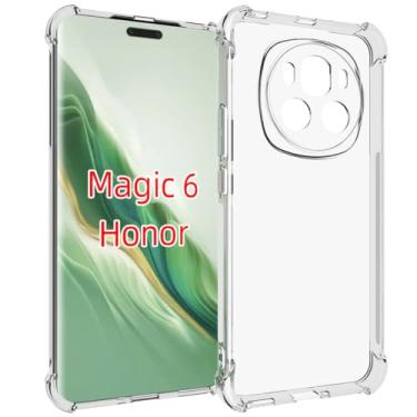 Imagem de USTIYA Capa para Honor Magic 6 TPU transparente quatro cantos capa de proteção de grau militar transparente fundo macio