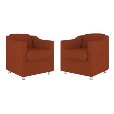Imagem de Kit 02 Cadeiras Poltronas Decorativas Recepção Clinica Suede Cor:terracota