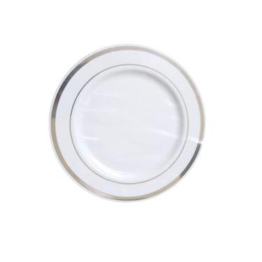 Imagem de Prato sobremesa de Luxo borda prata 18cm- Kit com 100un - ARCÓLOR