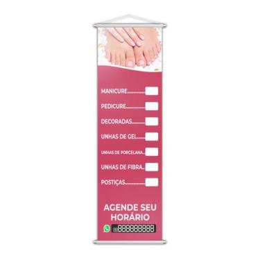 Imagem de Banner Nail Design Manicure e Pedicure Contato 100x30cm - PlimShop