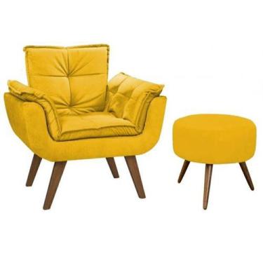 Imagem de Kit Poltrona Opalla Amarela + Puff - Central do estofado