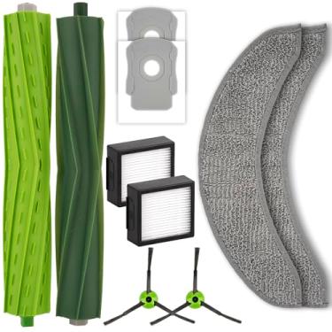 Imagem de (Pacote com 10) peças de reposição compatíveis com iRobot Roomba Combo j7, Combo j7+, Comboj9+, Combo 10 Max Robot Vacuum, escova dupla de rolo de borracha, 2 almofadas de esfregão, 2 filtros HEPA, 2