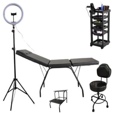 Imagem de kit maca + escada + mocho + carrinho auxiliar + Ring Light - HENVIFER