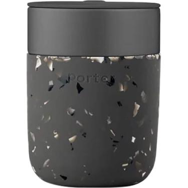 Imagem de W&P Caneca de cerâmica Porter com manga protetora de silicone, carvão Terrazzo 350 ml | Em movimento | Copo reutilizável para café ou chá | Portátil | Lavável na lava-louças