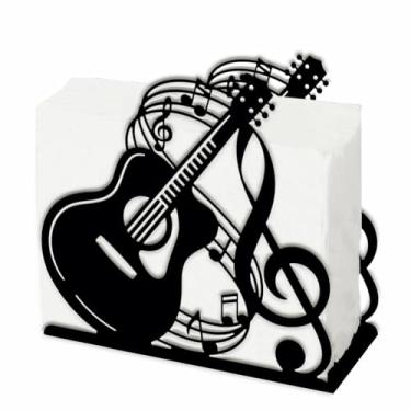 Imagem de SUPERDANT Suporte de guardanapo de guitarra e partitura para mesas em forma de guitarra suporte de guardanapo de ferro preto design de música suportes de guardanapo suporte de guardanapo decoração