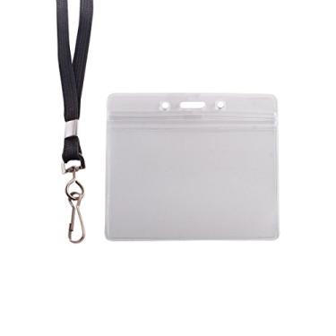 Imagem de ADVANTUS Porta-crachá horizontal/pacote combo de cordão de 91,44 cm, tamanho de inserção de 9,54 x 6,64 cm, 20 por pacote (91132)