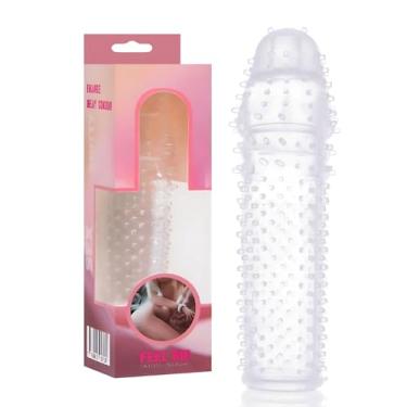 Imagem de Capa Peniana Texturizada Transparente com Cerdas Massageadoras 15,5cm x 3,8cm interno de 12cm YouVibe