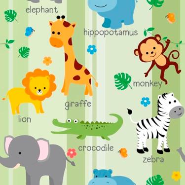 Imagem de Papel De Parede 10m Adesivo Crianças Animais Infantil Selvagem